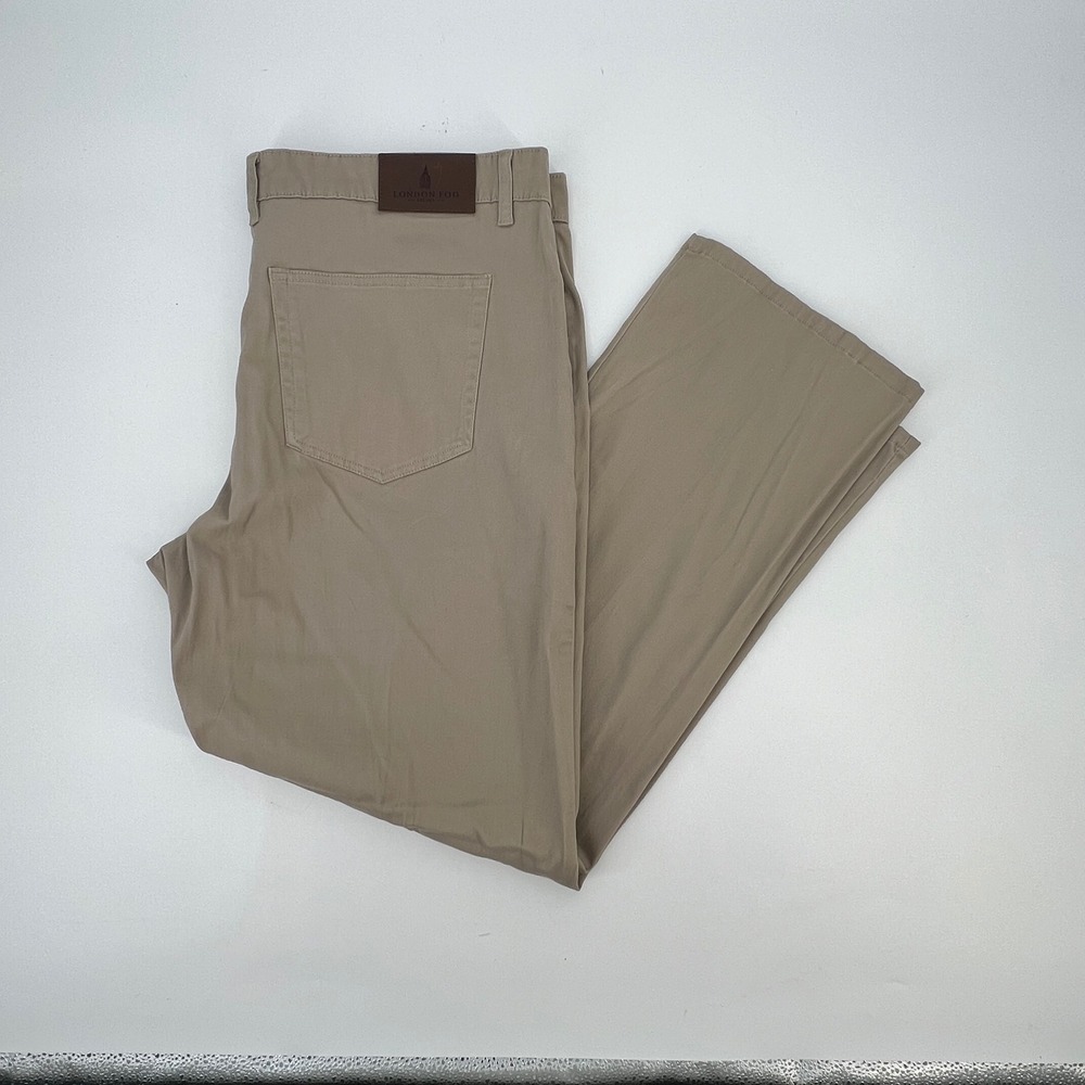 London Fog Heritage Collection Mens 42 Khaki Tan Stretch Twill Chino Pants NEW